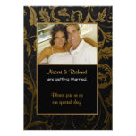 Black & Gold Damask Photo Invitation