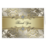Black Gold Damask Table Thank You Cards