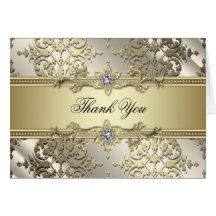 Black Gold Damask Table Thank You Cards