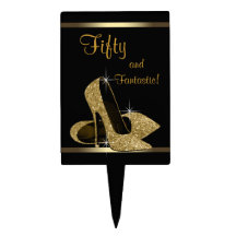 Black Gold High Heel Shoe Cake Topper