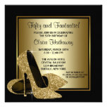 Black Gold High Heels Womans Brithday Party Announcement