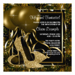 Black Gold High Heels Womans Brithday Party Personalised Announcements