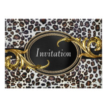 Black Gold Leopard All Occasion Party Personalized Invitation