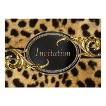 Black Gold Leopard All Occasion Party Custom Invitations