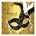 Black Gold Mask Masquerade Party Personalized Announcement