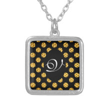 Black Gold Mom Monogram Bling Mother Girly Cute Necklace