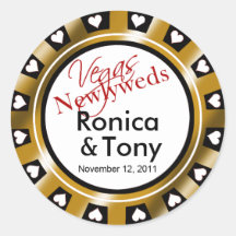 Black & Gold Vegas Newlyweds Casino Chip Sticker