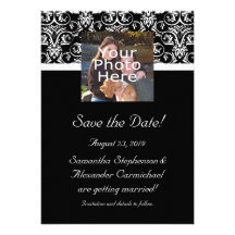 Black Grand Insignia Monogram Photo Save the Date Personalized Announcements