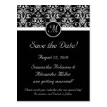 Black Grand Insignia Monogram Save the Date Post Cards