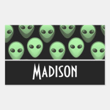 Black & Green Alien Rectangular Stickers