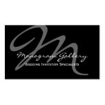 Black Grey Bold Script Monogram Wedding Business Card