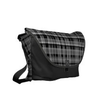 Black Grey Plaid Messenger Bag