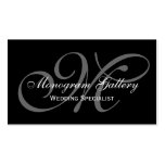 Black Grey Script Monogram Wedding Business Business Cards