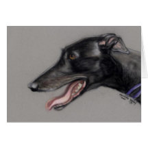 Black Greyhound Dog Art Notecard