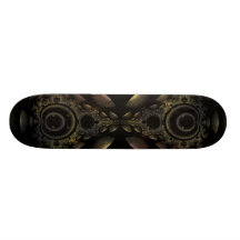 Black Grunge Fractal Skateboard Deck