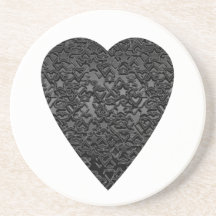 Black Heart. Patterned Heart Design. Coasters