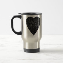 Black Heart. Patterned Heart Design. Coffee Mug
