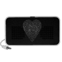 Black Heart. Patterned Heart Design. Mini Speakers