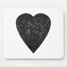 Black Heart. Patterned Heart Design. Mousemat