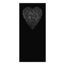 Black Heart. Patterned Heart Design. Personalised Rack Card