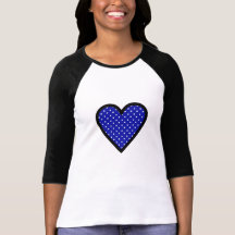 Black Heart with Polka Dots on Blue Background Tshirts