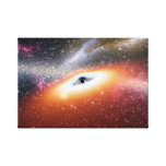 Black hole in space stretched canvas prints
