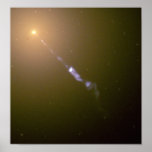 Black Hole-Powered Jet of Electrons and Sub-Atomic Posters
