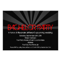 Black Hot Red Lights Bachelor Party Invitation