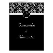 Black  Insignia Monogram Folded Wedding Invitation Cards