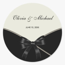 Black Ivory Cream Wedding Favour Label Stickers stickers
