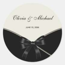 Black Ivory Cream Wedding Favour Label Stickers
