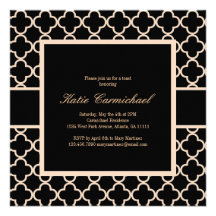 Black & Ivory Damask Invitation