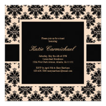 Black & Ivory Damask Invitation
