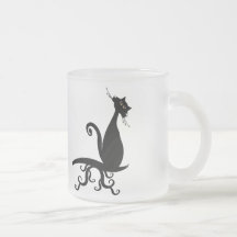 Black Kitty Watching You Mugs