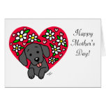 Black Labrador Mum Floral Heart Card