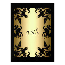 Black Lace 50th  Birthday Party Invitation Black