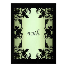 Black Lace 50th  Birthday Party Invitation Lime