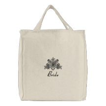 Black Lace Wedding - Bride Tote Canvas Bags