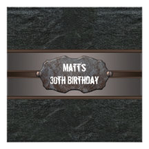 Black Leather Mans 30th Birthday Party Custom Invite