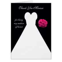 Black Matron of Honour Thank You Card -- Gown