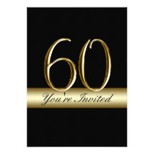 Black Metal Gold Print 60th Birthday Invitations