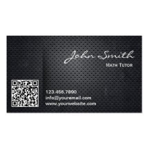 Black Metal QR Code Math Tutor Business Card