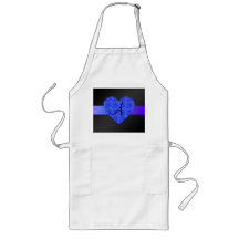 Black monogram blue roses apron