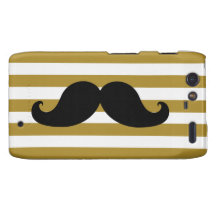Black Moustache and Gold Stripes Droid RAZR Covers