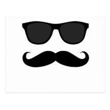 Black Moustache and Sunglasses Humour Gift Post Cards