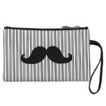 Black Moustache Fun Wristlet Mini Clutch