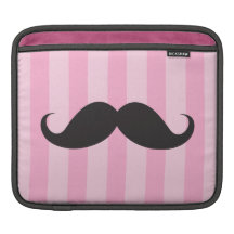 Black moustache pink stripes funny iPad sleeve