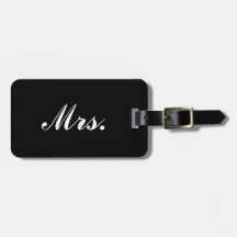 Black Mr and Mrs luggage tag for her