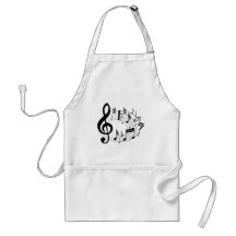 Black musical notes in oval shape apron