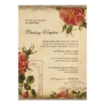 Black n Cream Vintage Eiffel Tower Couples Shower Announcement